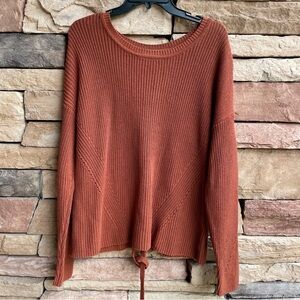 Lucky Brand burnt orange knit scoop neck sweater Women Large NWT